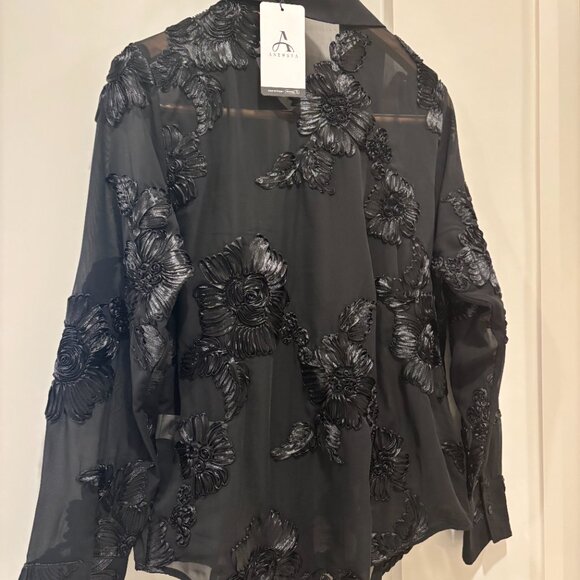 Anewsta Black Sheer Floral Embroidered Blouse (Size S / US 4) - Picture 2 of 4
